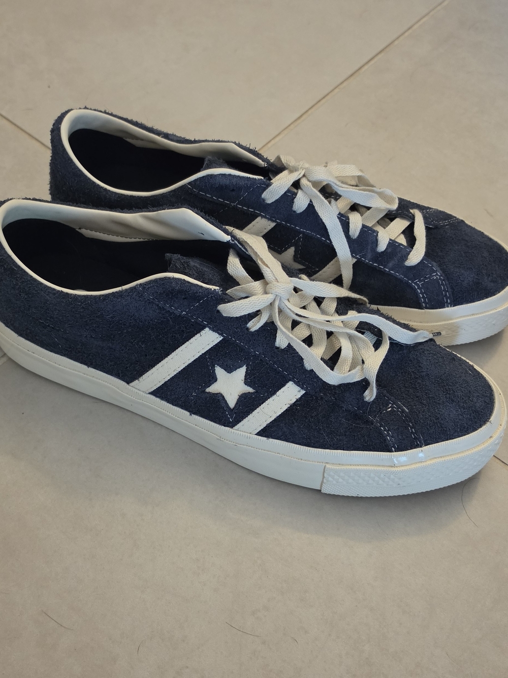 Converse Navy Suede Star Accent Sneakers with White Trim